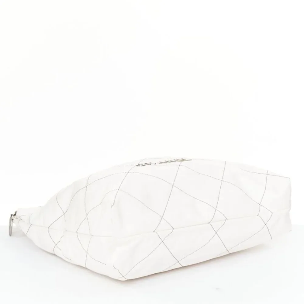 Chanel 2022 22 White Quilted Leather Hobo Bag